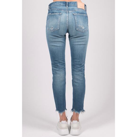 Moussy Vintage Diana Skinny Jeans Light Blue Distressed Raw Hem Cropped Ankle 26 - Picture 3 of 15